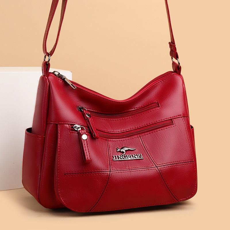 Crossbody Bag For Women With Leather Texture And Multilayer Capacity For Daily Use