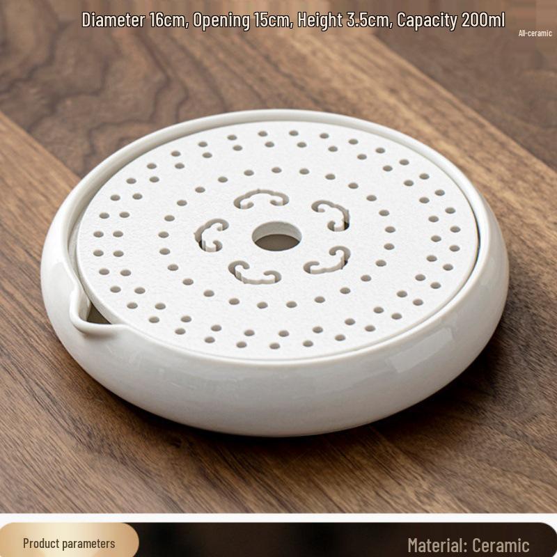 Compact Ceramic Tea Tray & Stand with Water Storage