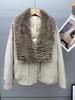 Winter fur goose down pie overcome detachable gradual change color fox fur collar light luxury down jacket short jacket women warm