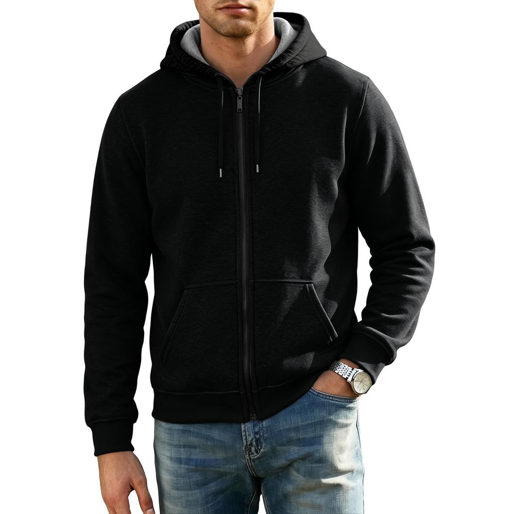 Men's Zip-Up Hooded Sweatshirt for Spring and Fall