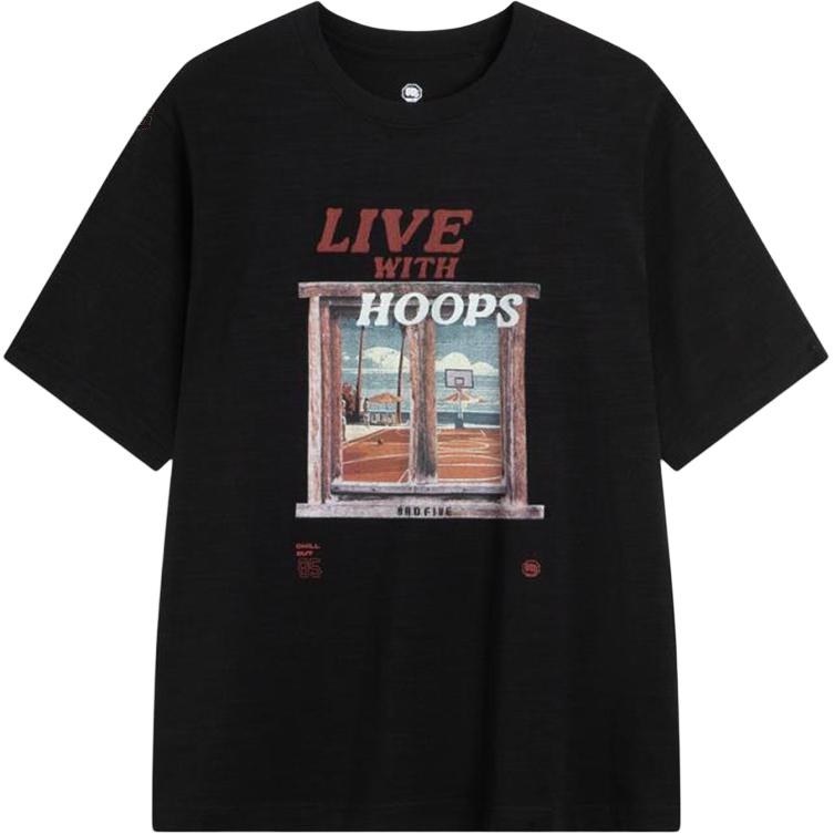 

Li-Ning Дышащая футболка свободного кроя с круглым вырезом и принтом букв, с коротким рукавом, мужские топы AHSV221-4 M