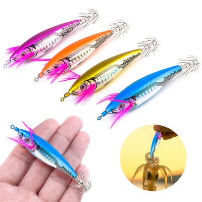 Simulation Shrimp Cuttlefish Bait ABS Bionic Wooden Shrimp Fake Bait 3D Eyes with Hooks for Fishing Lovers