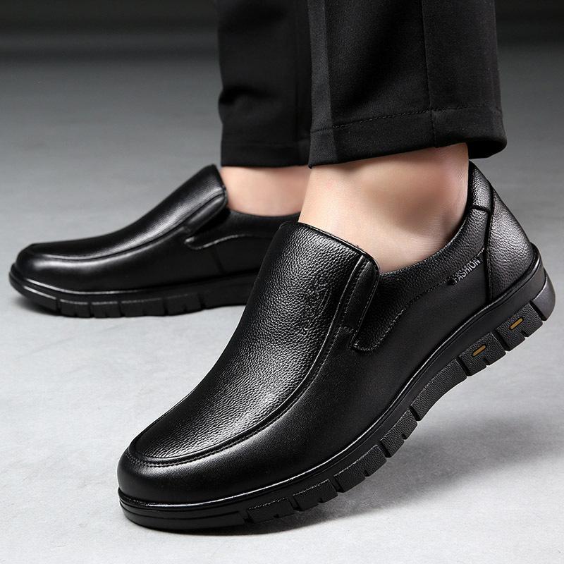 Men's shoes spring and autumn new leather shoes men's leather medium men's business and leisure middle-aged dad leather shoes