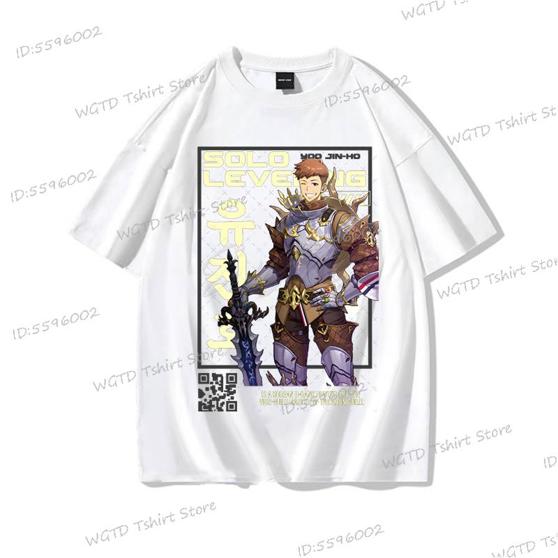 Anime Solo Leveling T Shirt Vintage Sung Jin Woo T-shirts Men Women Cotton Streetwear Short Sleeve Manga Solo Leveling Tops Tees