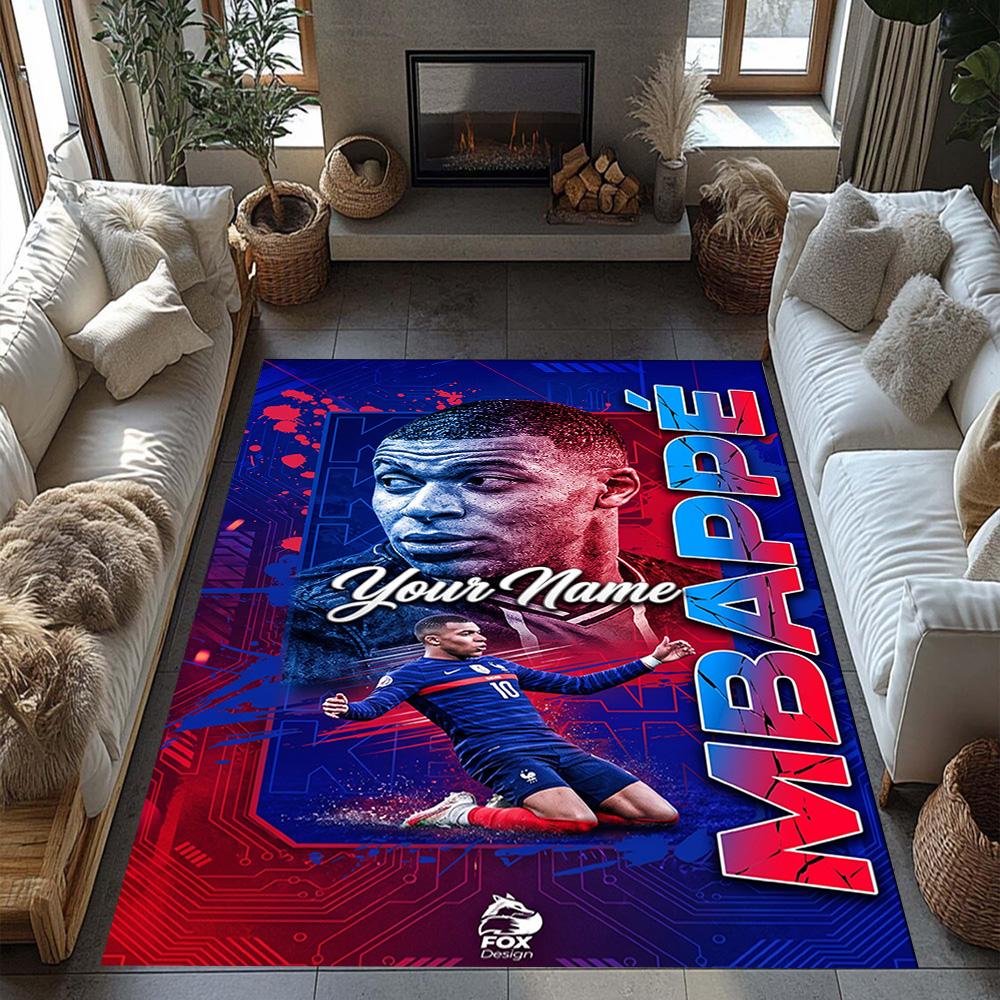 Mbappe Customized Name Floor Mat Design For Entryway Game Room Dining Room Outdoor Antislip Carpet Office Home Decor Perfect Gift For Friends Family