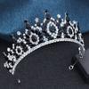 Wykwintne Czarne Kryształowe Tiary i Korony Ślubne dla Królowej Panny Młodej Nakrycie Głowy Bal Maturalny Ślubna Korona Biżuteria do Włosów Akcesoria