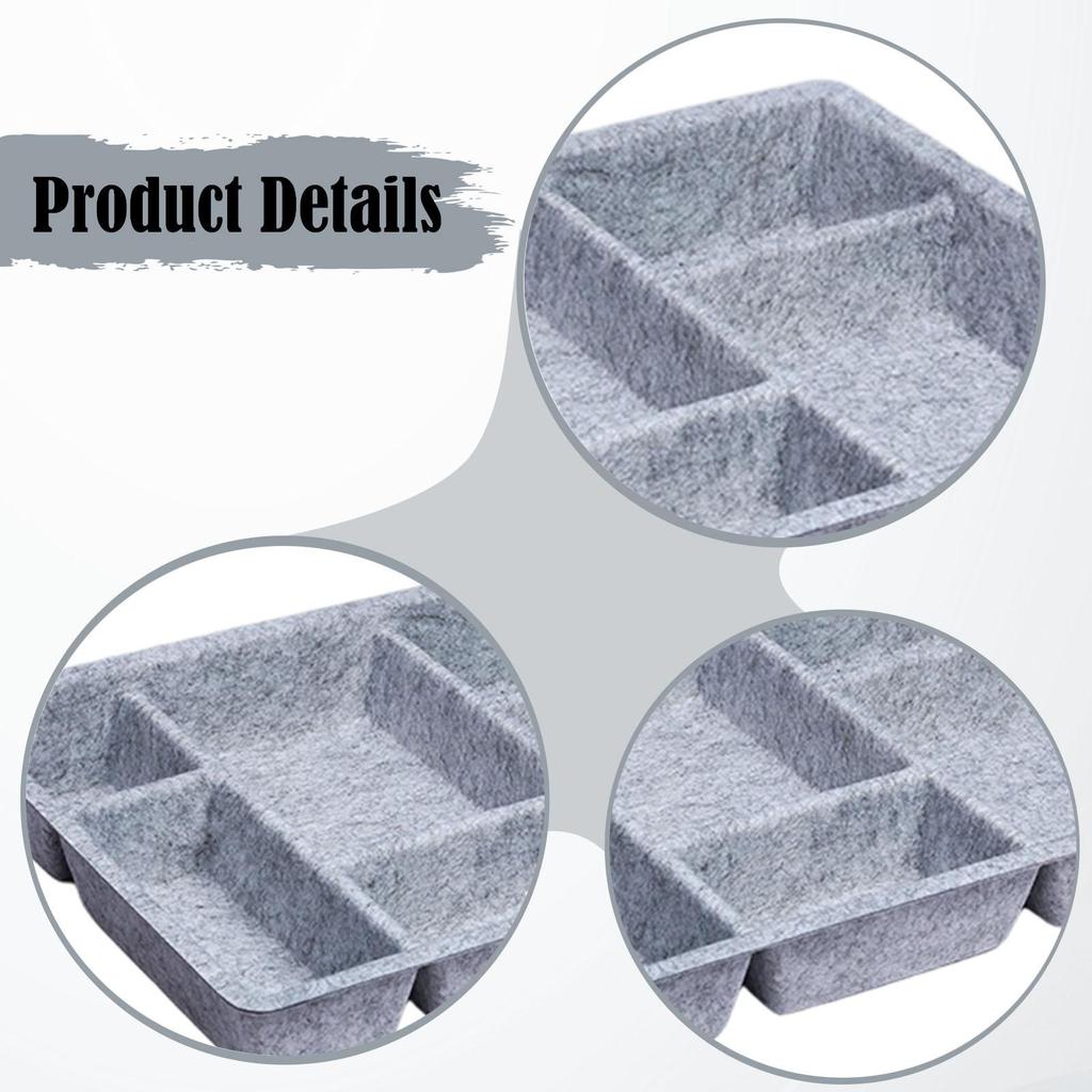 Felt Drawer Organizer Tray Container Space Saving Multifunctional Separator 6 Grids for Cabinets Tabletop Toys Jewelry Makeup