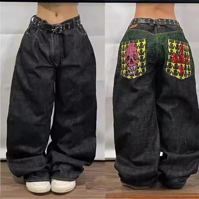 Loose Straight Wide-leg Jeans Y2K Gothic Jeans Women