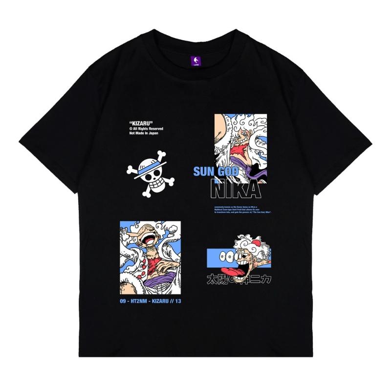 Anime Luffy Men's Cotton T-Shirt 2025 Summer New Retro Fashion Men's and Women's Streetwear