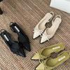 Retro Simple Temperament Pointed Head Bag Head Sandals Women'S Summer Thick Heel Back Strap Low Heel Casual Cool Single Shoes