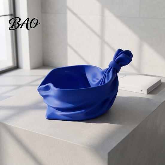 Modern Home Decor Tray 3D Printed Gift Bag Shaped Storage Tray, Pleated Catchall Bowl for Candy, Small Jewelry Organizer Festive Table Centerpiece