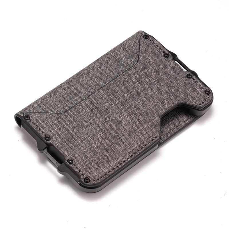 RFID Anti-Magnetic Men's Leather Metal Card Bag Multifunctional Aluminum Alloy Bank Credit Card Holder Wallet