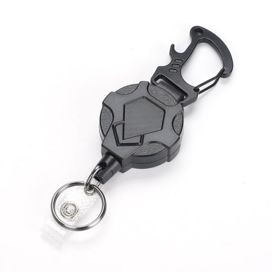 Heavy Duty Retractable Keychain with Magnetic Closure Tactical ID Badge Holder Reel Carabiner Clip Easy-pull Buckle