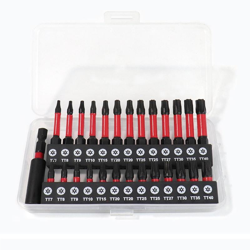 Plum blossom screwdriver head set, 27 pieces, combination star shaped hexagonal impact screwdriver, 50 black color circle