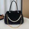 Fake Fox Fur Handbag Adorned with Fake Pearls Soft and Comfortable High-end Texture Large Capacity Women's Messenger Bag