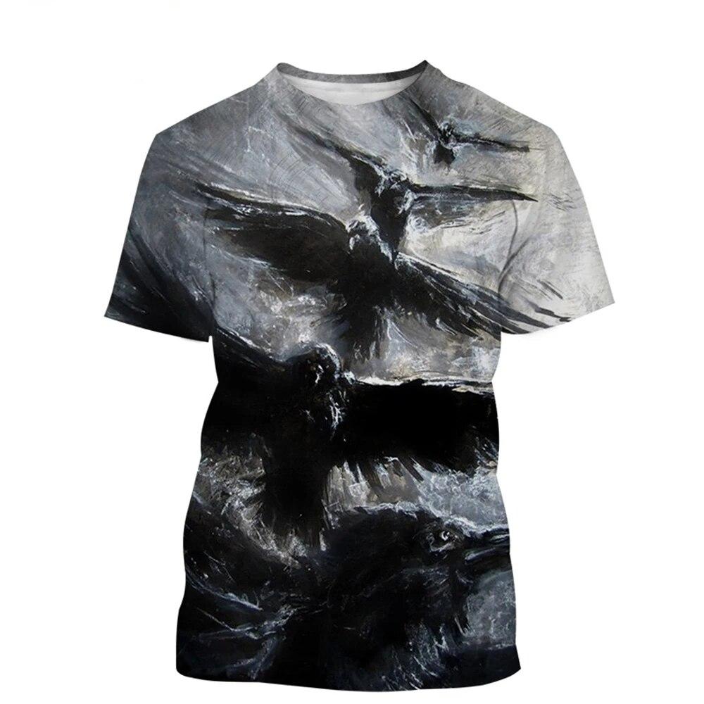 Animal Crow 3d Print Summer Men/Women O-Neck T-shirt Casual Short Sleeve Oversized T Shirt Fashion Streetwear Trend Men Clothing