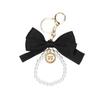 1PC Women Elegant Simulated Pearl Bow Wristlet Keychain Cute Aesthetic Bead Keychains Bag Charms for Handbags