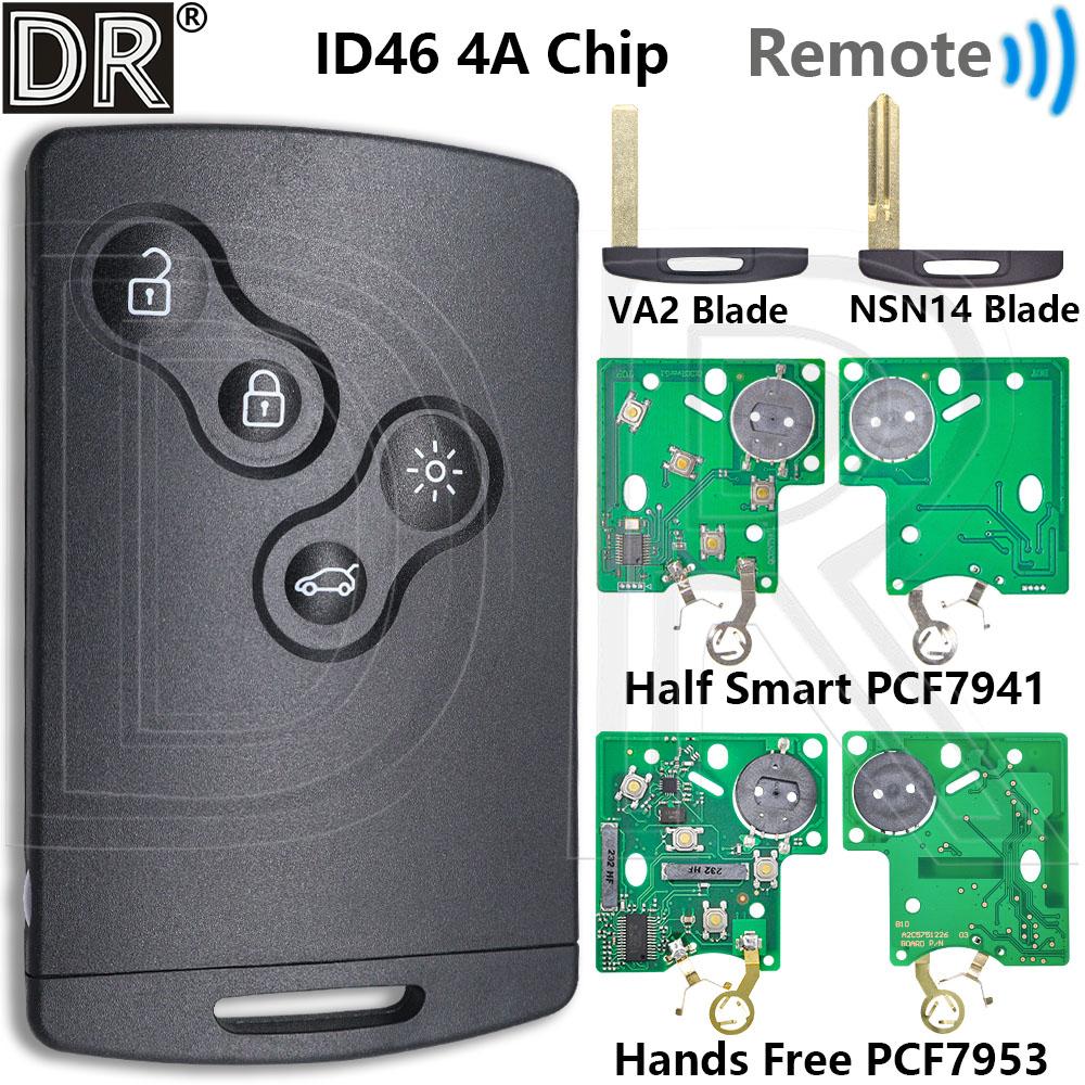 Great ID46/4A Chip Half Smart/Hands Free Car Remote Key For Renault Megane 3 Laguna 3 Grand Scenic Koleos Fluence Clio IV Captur