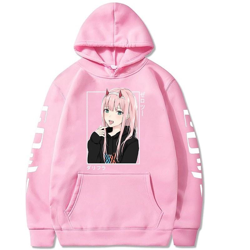 New Hip Hop Anime Zero Two Hoodies Harajuku Casual Streetwear Graphic Sweatshirts Unisex Autumn and Winter Hoodies