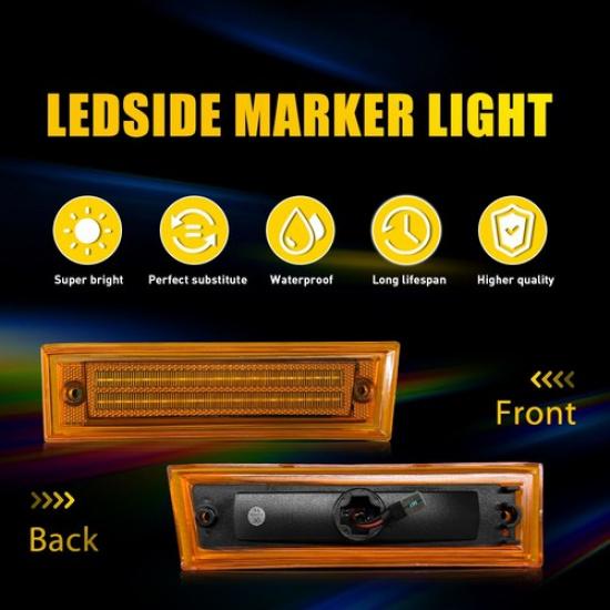 2X For 81-91 Chevrolet Silverado C/K/R/V Suburban GMC LED Side Marker Light EOOK