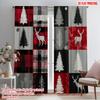 2pcs,2D Plane Printing Creative Curtains Christmas Snow Deer Polyester Woven (without Rod) Versatile All Ldeal for Bedroom,