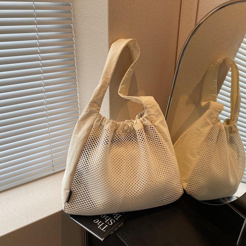 Hollow nylon bag women's  summer new vacation lightweight tote bag large capacity shoulder mother and child bag