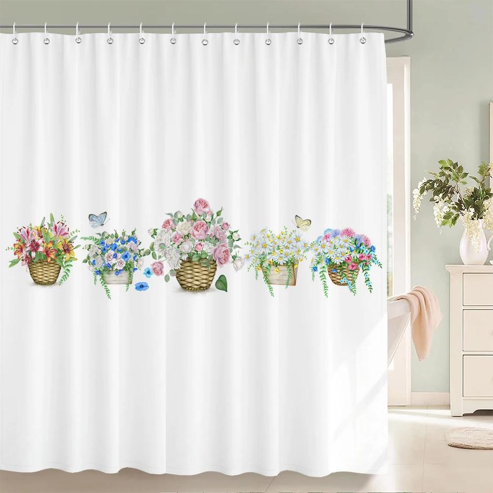 Modern style Shower Curtain 3D Tropical Plant leaves Printed Fabric Bathroom Curtains Home Bathtub Decor Curtain with Hooks
