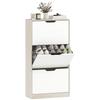 Shoe Cabinet 12 Pairs Narrow Shoe Cupboard 3 Flip Down Drawers Oak And White