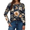 Women's Fashion Casual Long Sleeve  Print Round Neck Top