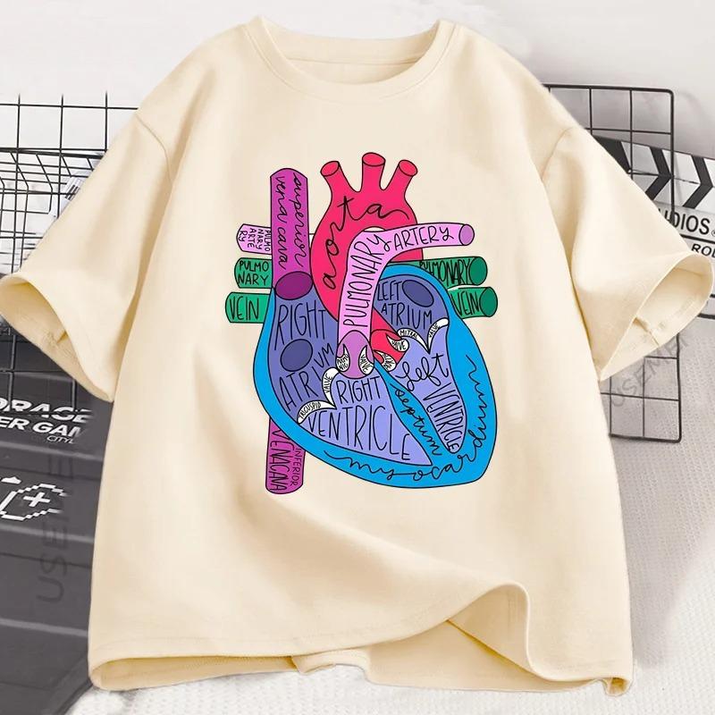 Heart Anatomy T Shirt Men Women Doctor Cardiologist T-Shirt Nursing Tees Causal Short Sleeve Round Neck Tshirt Clothing