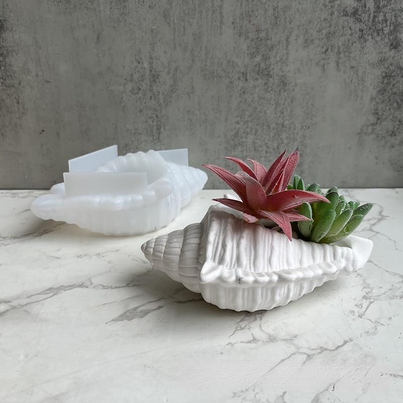 Conch Potted Flower Pot Mould Conch Jewelry Storage Box Silicone Mold Succulent Flower Pot Mold Gypsum Plaster Resin Concrete Mold for Home