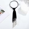 Black Hand-beaded Long Necktie Tassels Decoration Shirt Tie Clothing Decoration Pearls Tie  Women