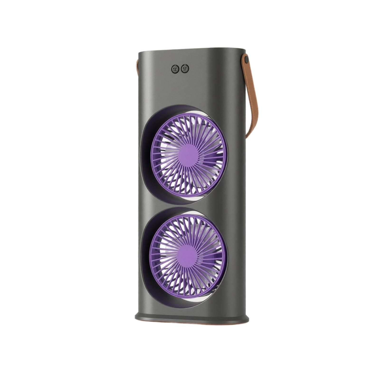 

Portable Desktop Fan Dual Head Adjustable Angle USB Rechargeable Small Electric Fan with Handle for Office Home Travel Use ONE SIZE