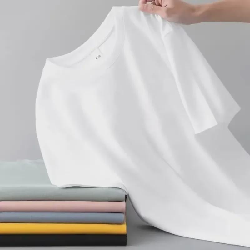 Pánské moderní luxusní ležérní volné tričko s krátkým rukávem a kulatým výstřihem