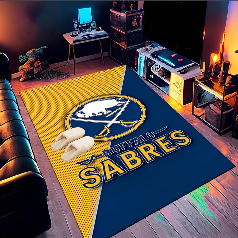 Sabres Hockey Team Spirit Area Rug Suitable for Indoor And Outdoor,Carpets for Kitchens, Homes, Offices, Living Rooms,Home Decor,Christmas Gift