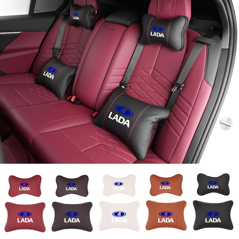 Leather Car Headrest Lumbar Support Backrest Neck Pillow Accessories For Lada Priora Sedan Sport Kalina Granta Vesta Niva Largus