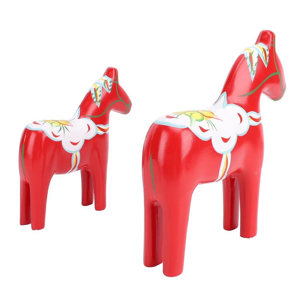 2pcs Hand Painted Swedish Wooden Horse Figurine Dalecarlian Horse Ornaments for Home Wedding Supplies