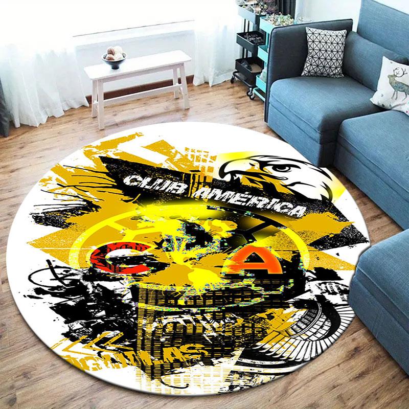 Club de Futbol América Round Area Rug,Carpet Rug for Living Room Bedroom Sofa Playroom Decor,Non-slip Floor Mat