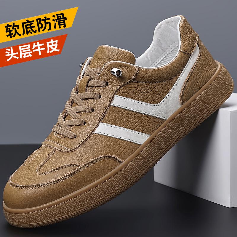 

Autumn new men s casual single shoes leather men s German training shoes outdoor men s shoes shoes 44 standard shoe size абрикосовый