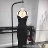 SDM110 Temperament Black Tube Top Hanging Neck Tight Hip Dress Spice Girl Vacation Dress