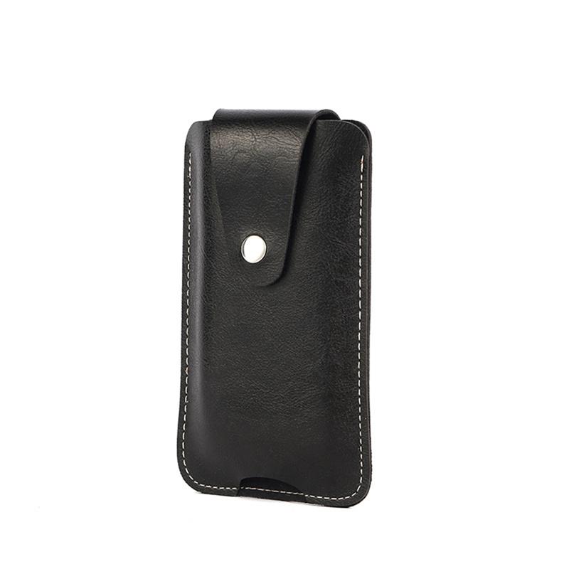 

Мужская кожаная кобура для мобильного телефона Универсальная уличная спортивная поясная сумка с клипсой для ремня чёрный