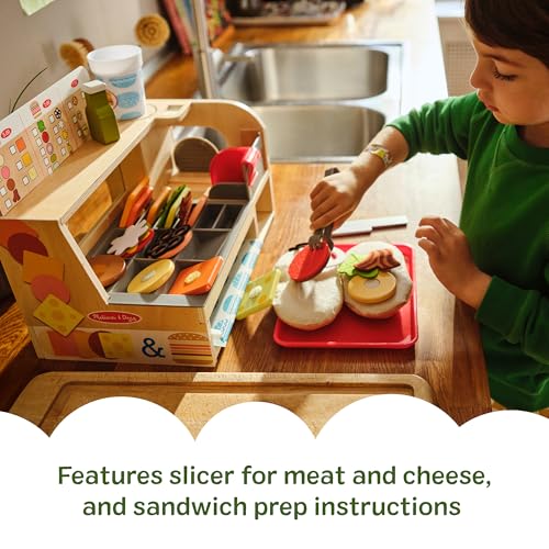 Melissa & Doug Wooden Sandwich Counter Pretend Play Toy, Wooden Toy, Shop, Melissa & Doug