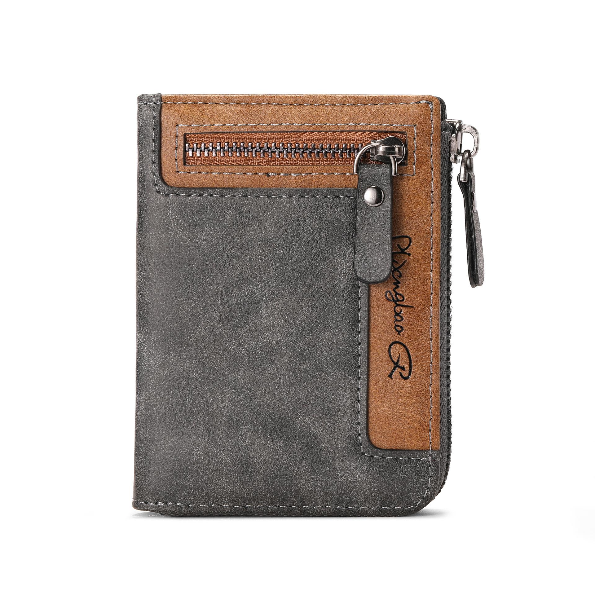 Aliwood Trendy Luxe Heren Portemonnee Designer Mannelijk Kort Rits Leer 3-Vouw Geldclip Kaarthouder Hoge Kwaliteit Retro Muntzakje