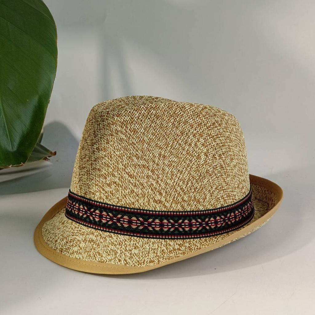 Men's Summer Jazz Fedora Hat Lightweight Breathable Vintage Gentleman Cap Casual Outdoor Sun Protection Western Style All Match