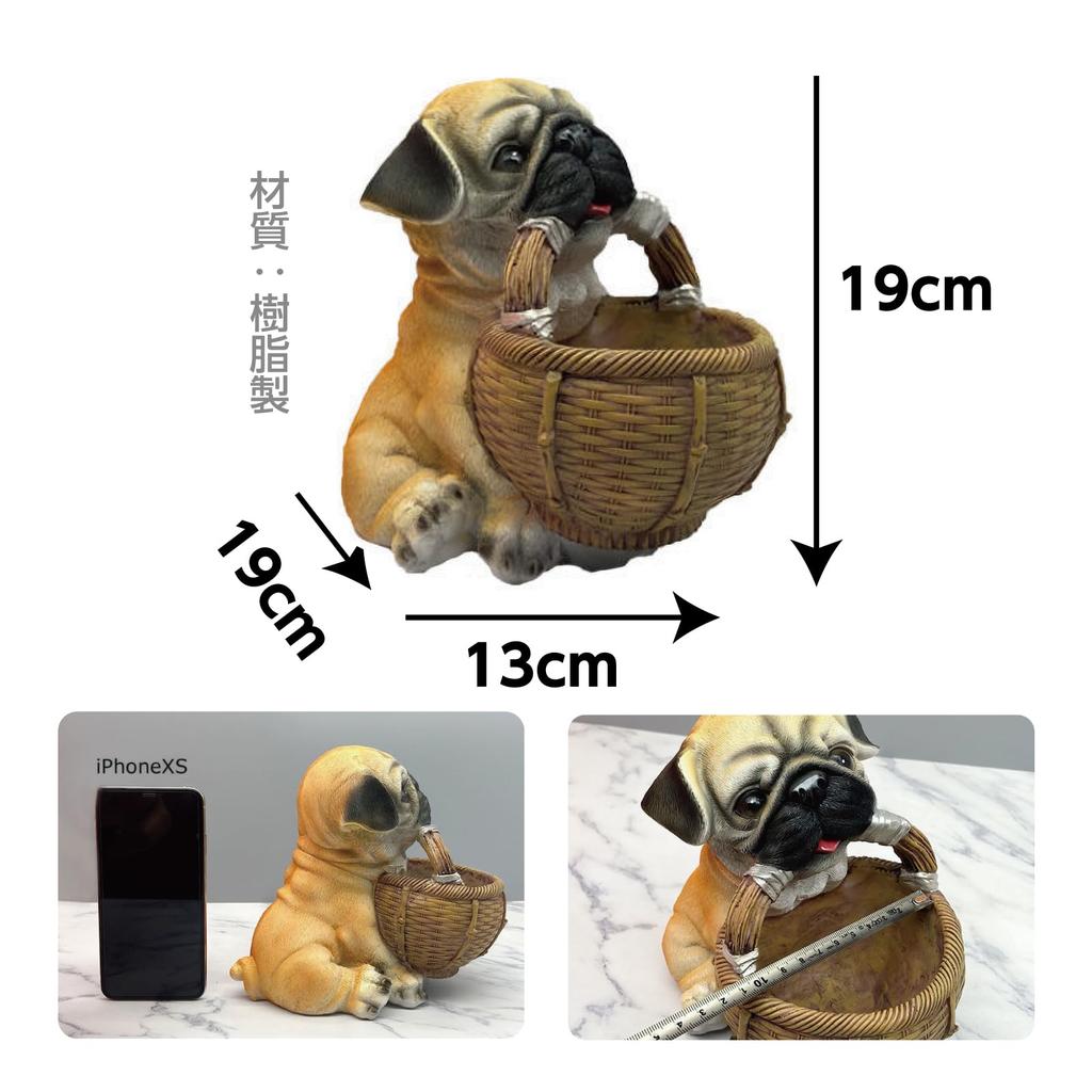 Cute 19cm Pug Figurine, Organizer, Entryway, Living Room, Decorative Item, Gift