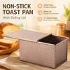 Loaf Pan Carbon Steel Rectangular Non-Stick Toast Mold with Sliding Lid, Corrugated Surface and Bottom Vents for Home Baking