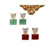 Leichter Luxus Liebe Diamant Rot und Grün Edelstein Ohrringe, Warme Winter Retro Temperament Ohrringe, Modische und Beliebte Diamantbesetzte Ohrringe.