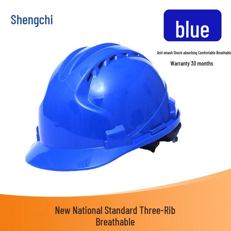 Shengchi Men's Anti-Smash Breathable Safety Helmet, Transparent Three-Ribbed, ABS Thickened for Construction Workers