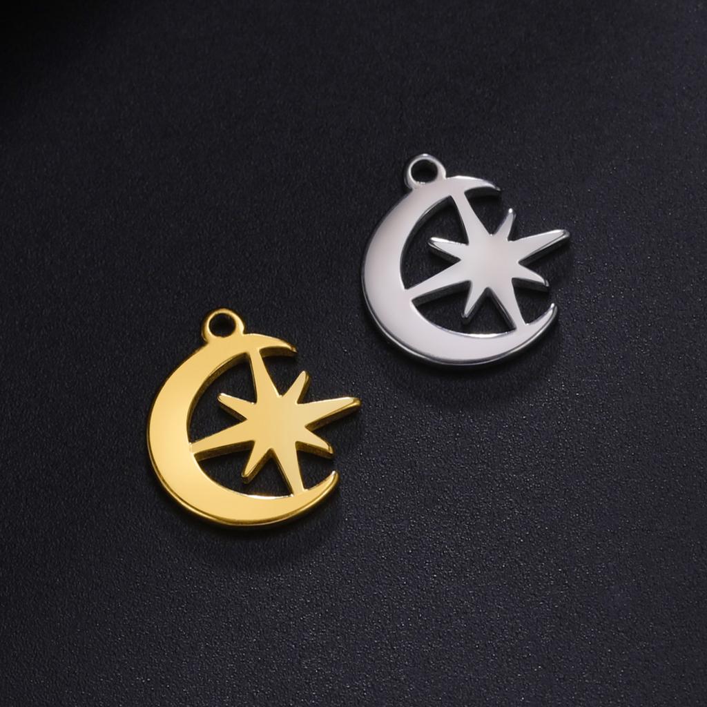 Teamer 5pcs/lot Stainless Steel Charms for Jewelry Making Bear Leaves Stars Pendant Mini Charm Bracelet DIY Accessories Hot Sale