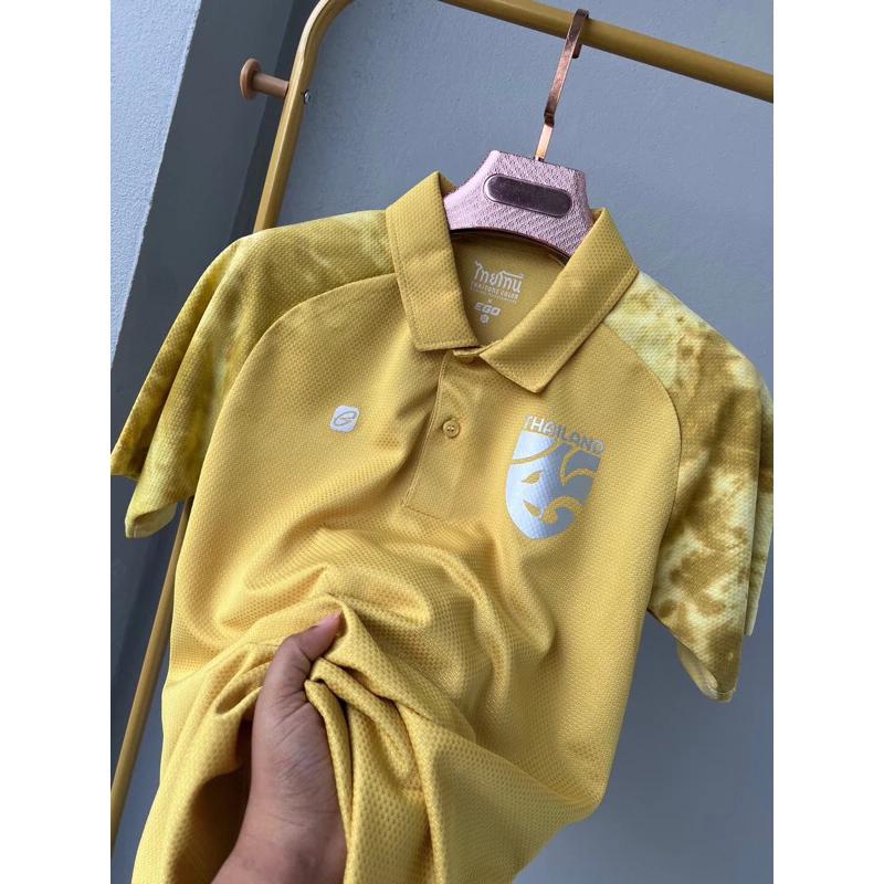 THAILAND National Football Soccer Tie Dye Pattern JERSEY CHEER Fan Vintage Version Quick Dry Shirt Polo Short Sleeve Uniform Elephant Logo Sport